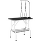 Folding Dog Grooming Table Adjustable Arm 2 Straps Storage Basket Large Non Slip Surface 220lbs Capacity