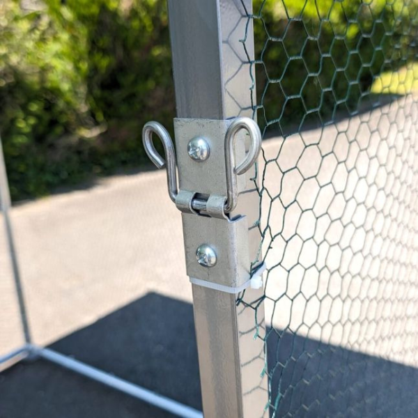 Chicken Run Coop - 64.5 sq ft 1.5 inch Wire Mesh 6.5x9.8x7.4 ft - Galvanized Steel