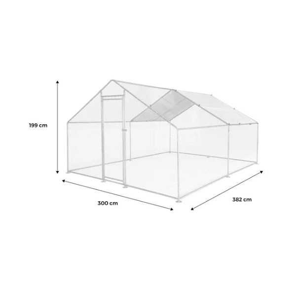 Chicken Coop Run 129 Sq Ft Outdoor Wire Mesh Enclosure 4x3 ft Galvanized Steel Fence