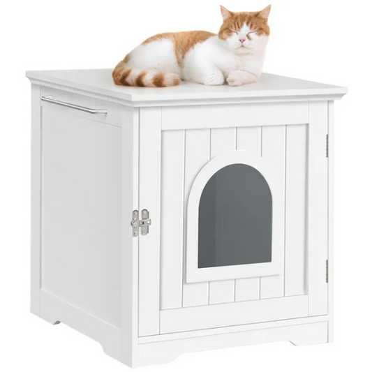 Cat Toilet House with Door 20x21x22 inch Covered Litter Box Furniture Cabinet