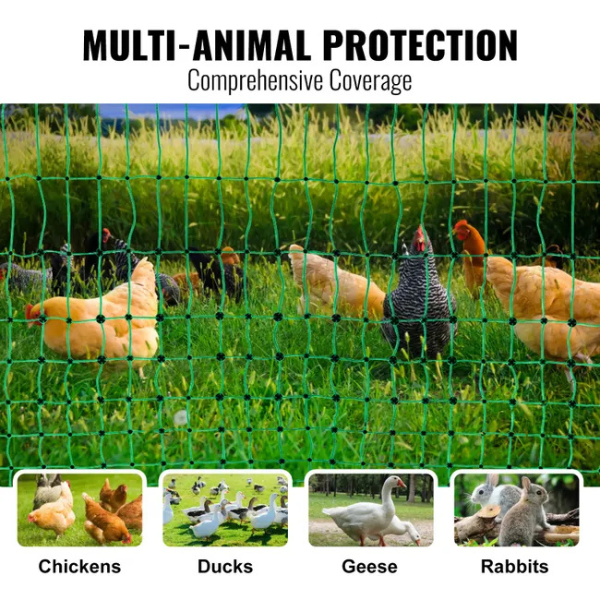 Electric Poultry Fence Kit 4ft x 168ft PE Mesh Netting with Posts and Double Pointed Stakes Portable Utility Chicken Fence Mesh
