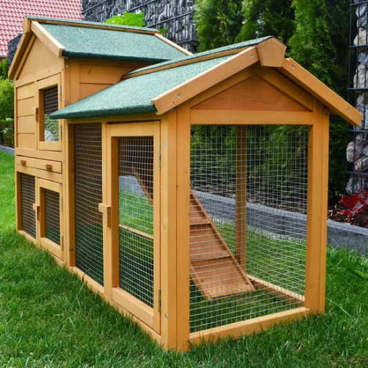 Rabbit Hutch Cage with Run Enclosure 57x21x34 inch Outdoor Bunny Hutch Villa
