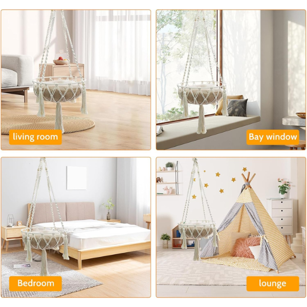 Bohemian Wicker Hanging Cat Bed Natural Rustic Cat Hammock