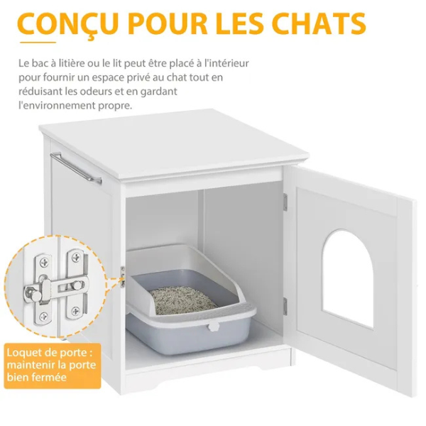 Cat Toilet House with Door 20x21x22 inch Covered Litter Box Furniture Cabinet