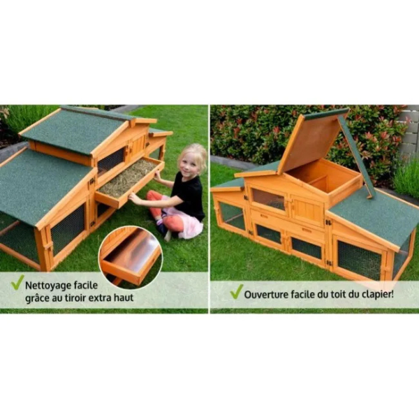 Outdoor Rabbit Hutch Cage 185x51x75cm Large Pet Bunny House with Run