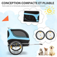 Foldable Dog Bike Trailer Pet Carrier Oxford Canvas with Flag 8 Reflectors Max Load 88 lbs