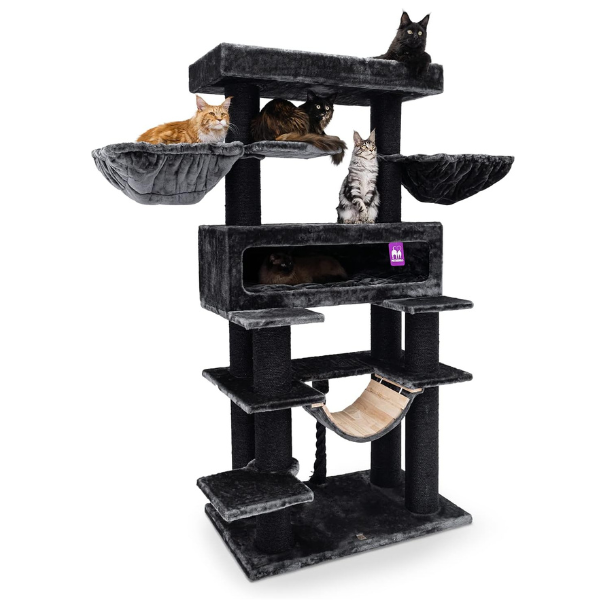 Giant XXL Cat Tree 48 x 176 cm Cat Tower Scratching Post Play Center