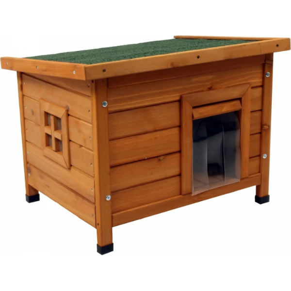 Wooden Cat House Natural Cat Shelter Cozy Pet Cabin for Cats