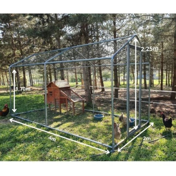 8ft x 25ft Reinforced Chicken Coop Run 32mm Tubing 7ft 4in Height Galvanized Steel Wire Mesh Enclosure