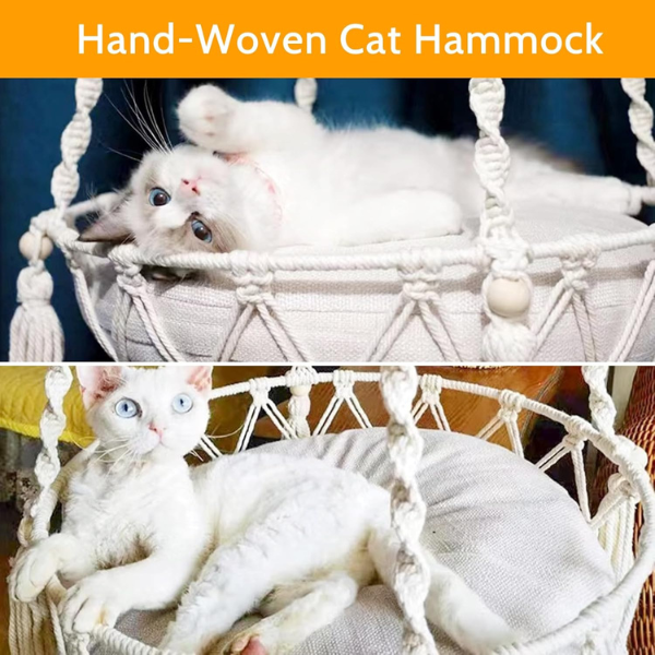 Bohemian Wicker Hanging Cat Bed Natural Rustic Cat Hammock