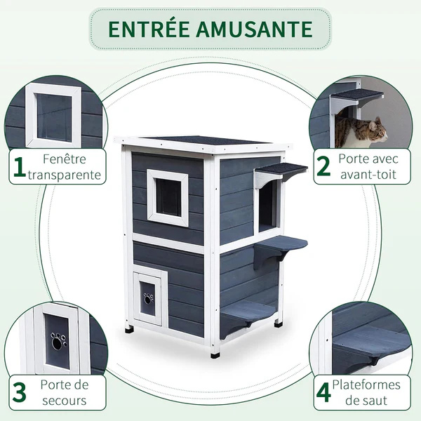 Weatherproof Outdoor Cat House Durable Waterproof Shelter for Cats