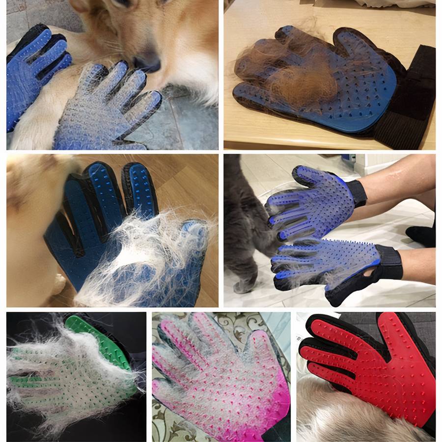 Dog Grooming and Massage Glove for Pet Hair Removal and Bathing