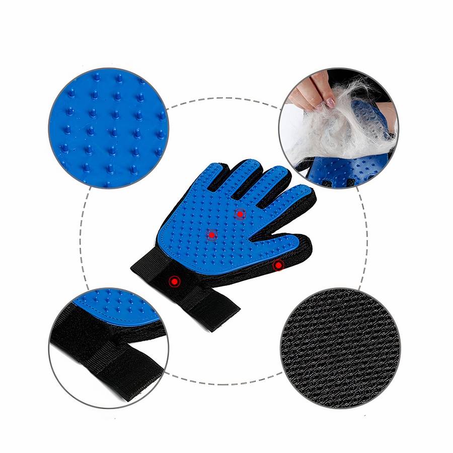 Dog Grooming and Massage Glove for Pet Hair Removal and Bathing