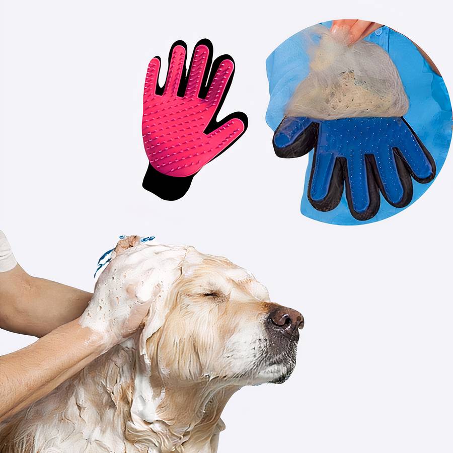 Dog Grooming and Massage Glove for Pet Hair Removal and Bathing