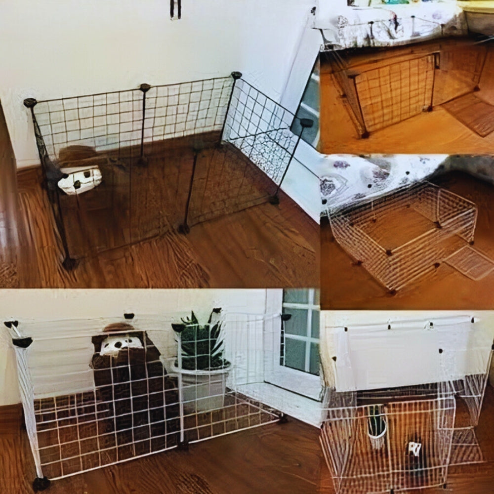 Foldable Metal Dog Playpen with Iron Barriers Portable Pet Exercise Pen