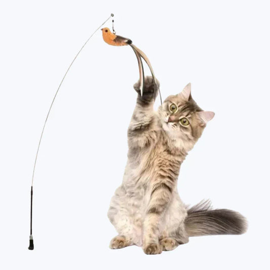 Feather Cat Toy Interactive Teaser Wand for Cats and Kittens