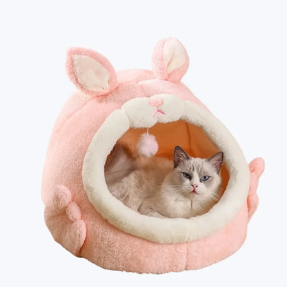 Rabbit Shaped Cat Bed Cozy Pet House for Cats Small Animal Sleeping Nest