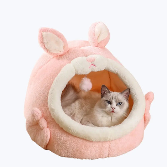 Rabbit Shaped Cat Bed Cozy Pet House for Cats Small Animal Sleeping Nest