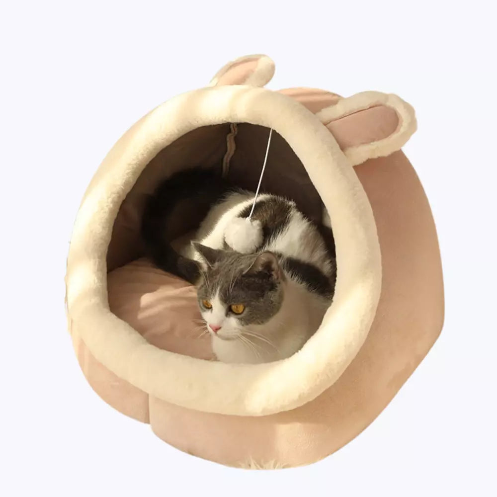 Soft Cat Bed Basket Plush Pet Cushion Cozy Kitty Lounge