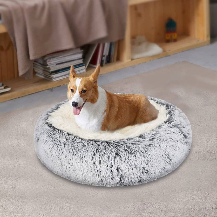 XXL Gray Cotton and Plush Dog Bed Basket Pet Crate Soft Cozy Large Dog Bed