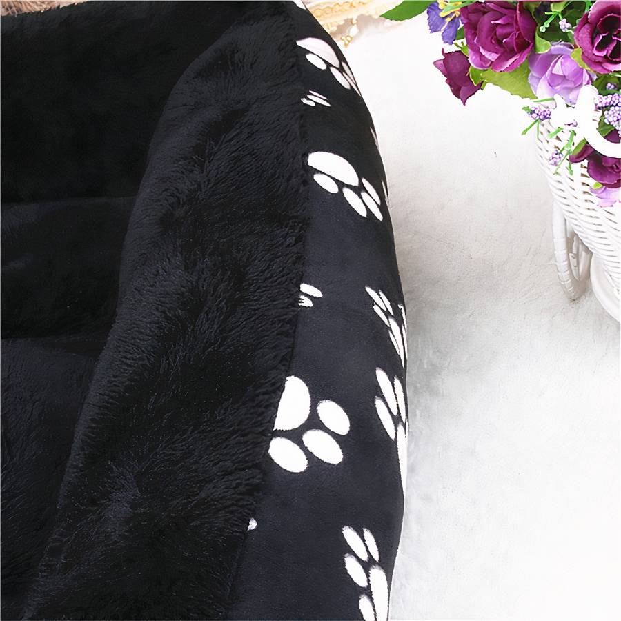 Large XXL Black Dog Bed with Paw Print Pattern for Big Dogs