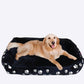 Large XXL Black Dog Bed with Paw Print Pattern for Big Dogs