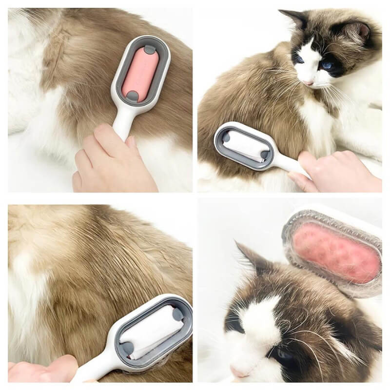 Double Sided Cat Grooming Brush with Soft and Firm Bristles for Shedding and Hair Removal