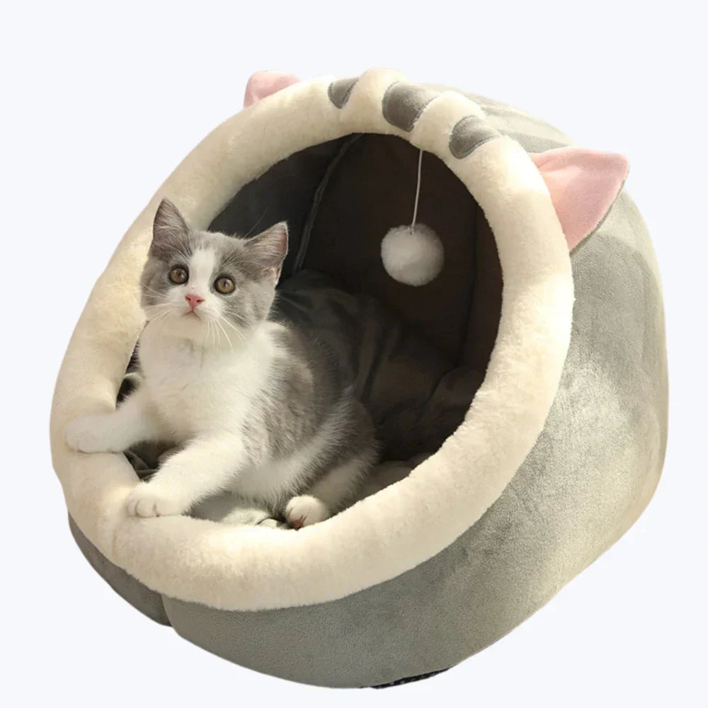 Soft Cat Bed Basket Plush Pet Cushion Cozy Kitty Lounge