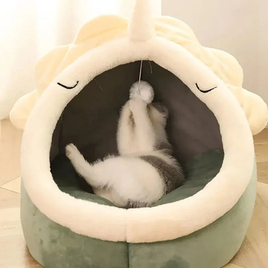 Soft Cat Bed Basket Plush Pet Cushion Cozy Kitty Lounge