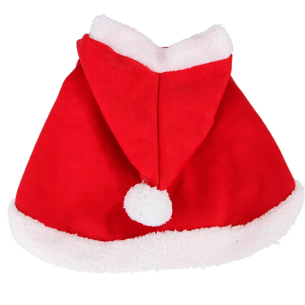 Christmas Santa Claus Cape Costume for Cats Pet Holiday Outfit