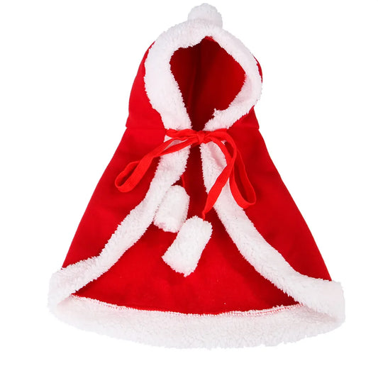 Christmas Santa Claus Cape Costume for Cats Pet Holiday Outfit