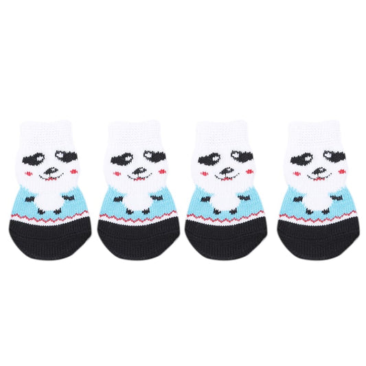 Dog Socks Panda Pattern Non Slip Booties for Small and Medium Dogs