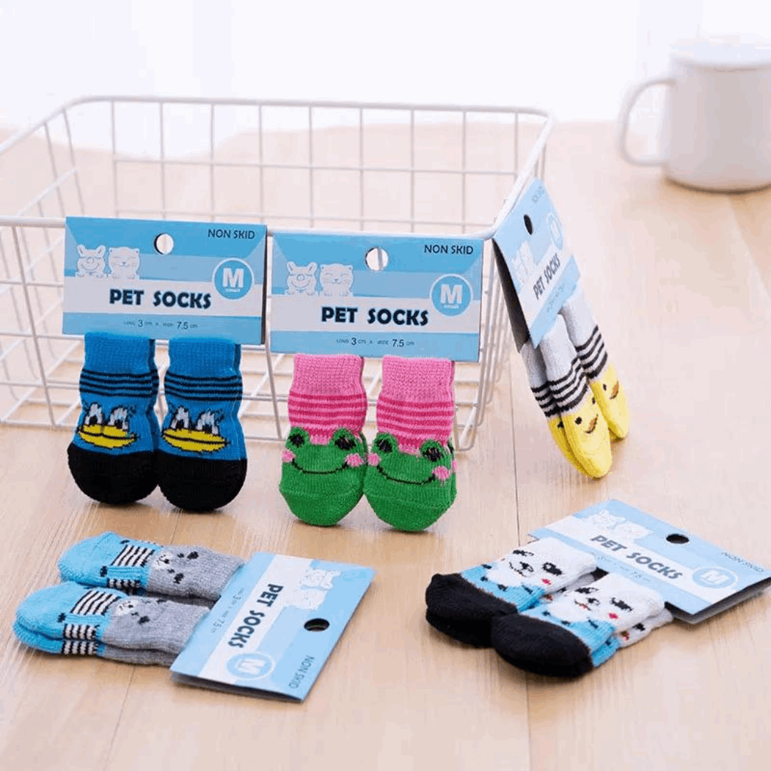 Dog Socks Non Slip Blue Frog Pattern Pet Socks for Puppies and Small Dogs