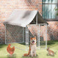 Outdoor Dog Kennel with Galvanized Steel Roof and Polyethylene Fabric 157x59x79 Inches