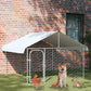 Outdoor Dog Kennel with Galvanized Steel Roof and Polyethylene Fabric 157x59x79 Inches