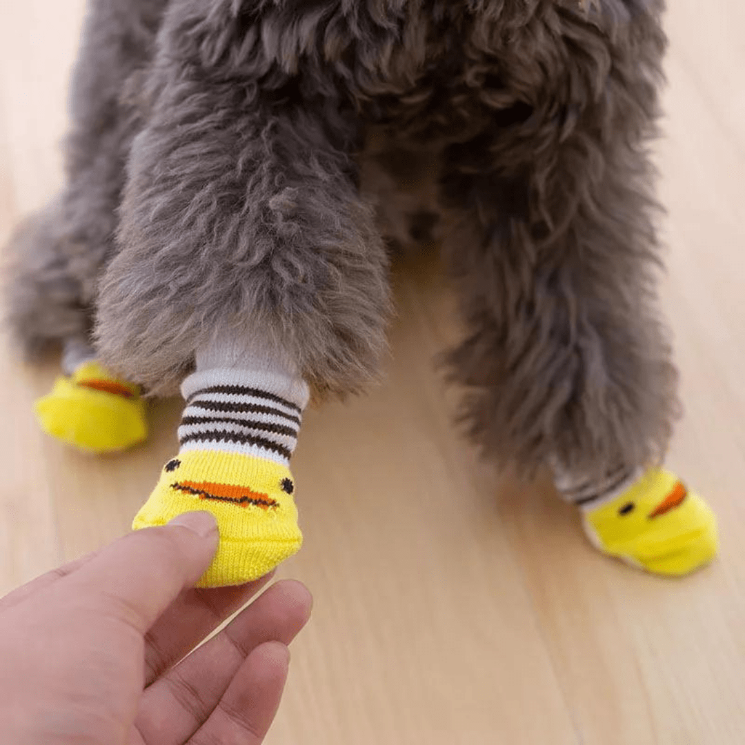 Dog Socks Yellow Striped Non Slip Paw Protectors for Small Medium Large Dogs