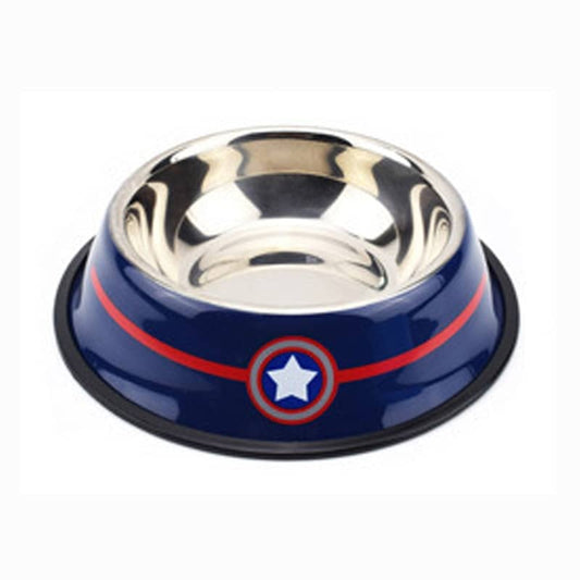 Captain America Dog Bowl Marvel Pet Food Bowl Superhero Feeding Dish