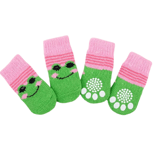 Dog Socks with Frog Design Non Slip Pet Socks for Small and Large Dogs