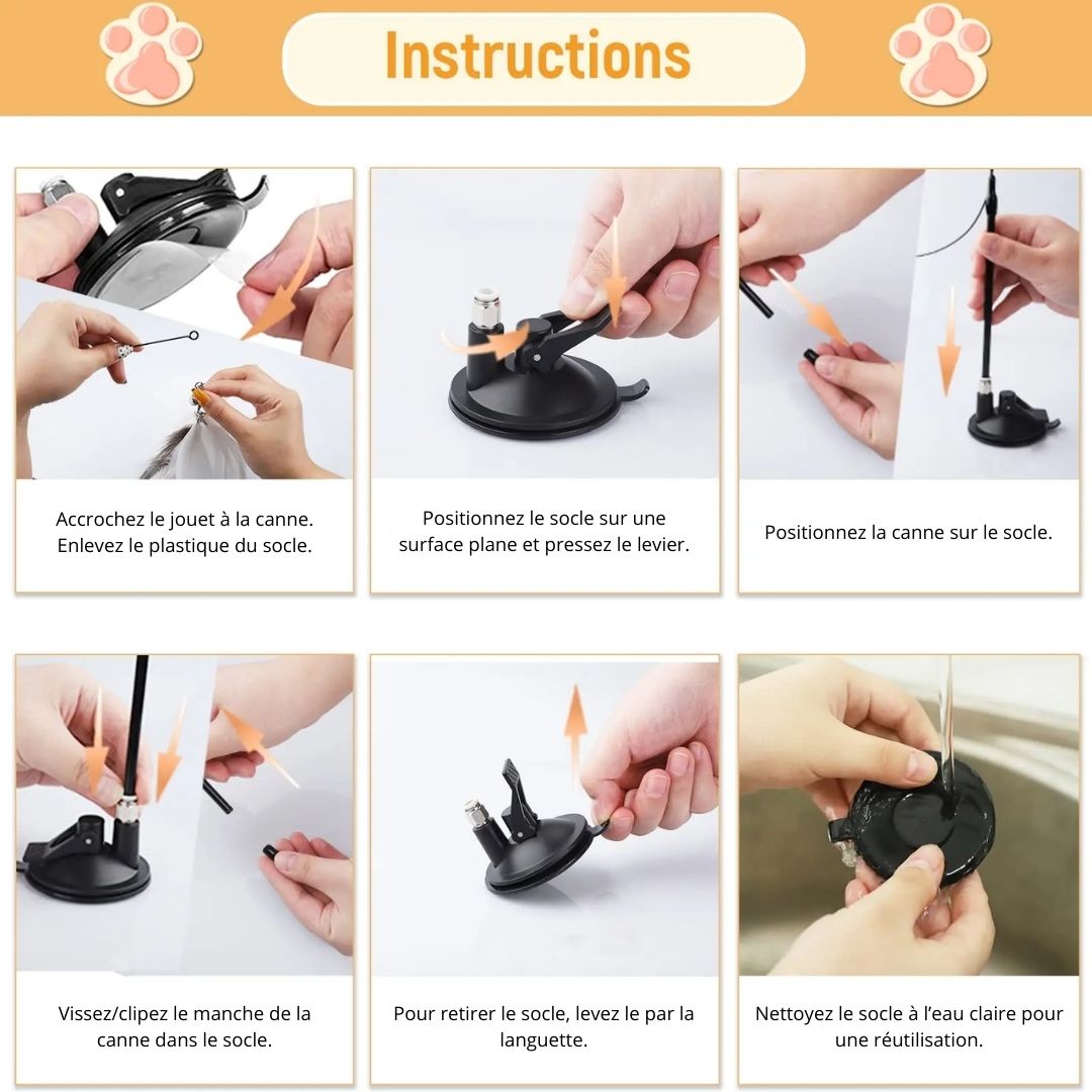 Cat Fishing Toy with Suction Cup Interactive Cat Wand Toy for Cats