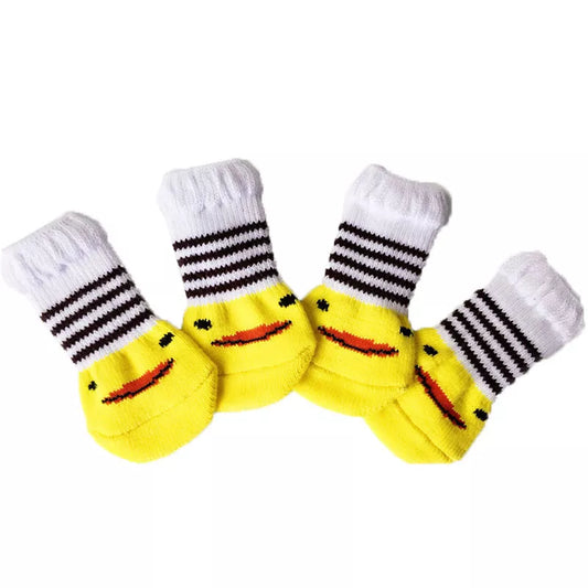 Dog Socks Yellow Striped Non Slip Paw Protectors for Small Medium Large Dogs