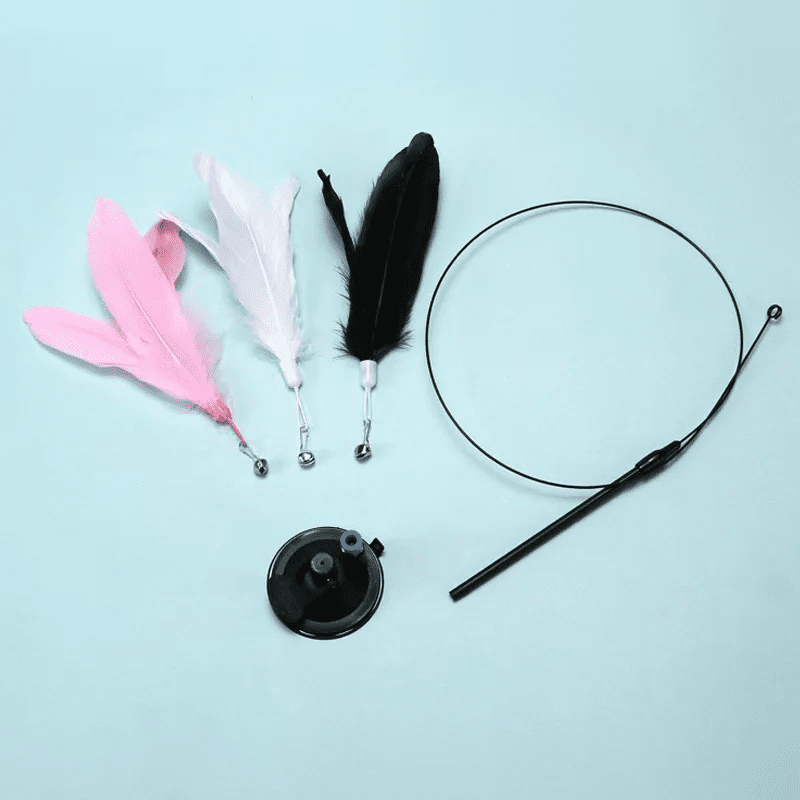 Cat Fishing Toy with Suction Cup Interactive Cat Wand Toy for Cats