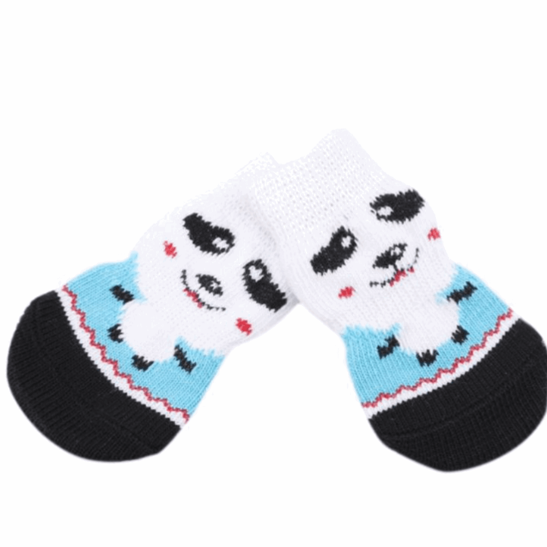 Dog Socks Panda Pattern Non Slip Booties for Small and Medium Dogs