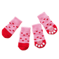 Dog Socks Pink Heart Non Slip Pet Hosiery