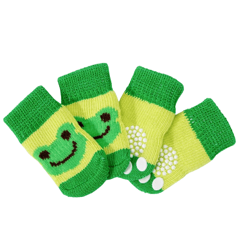 Dog Socks Non Slip Frog Green Paw Protectors for Pets
